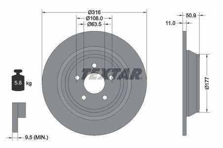 DISC FRANA TEXTAR 92292503 - Compatibil cu FORD, FORD (CHANGAN), FORD AUSTRALIA, LINCOLN
