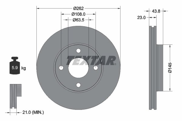 DISC FRANA TEXTAR 92292703 - Compatibil cu FORD