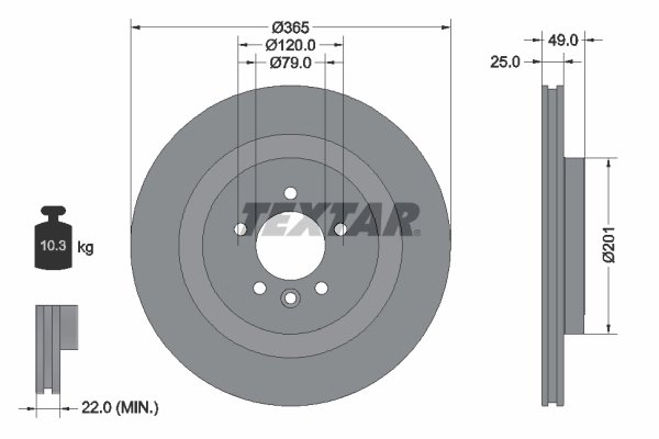 DISC FRANA TEXTAR 92293003 - Compatibil cu LAND ROVER