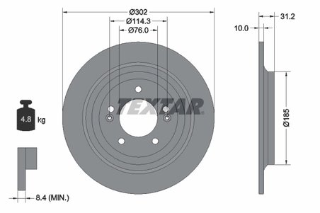 DISC FRANA TEXTAR 92293403 - Compatibil cu HYUNDAI, HYUNDAI (BEIJING), KIA, KIA (DYK)