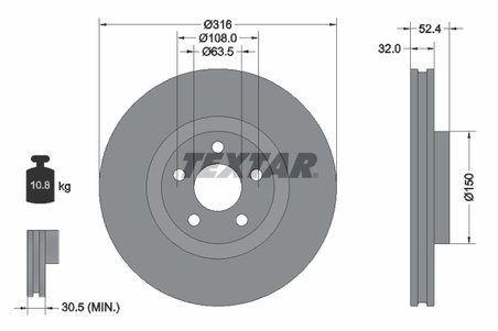 DISC FRANA TEXTAR 92293605 - Compatibil cu FORD, FORD (CHANGAN), FORD USA, LINCOLN