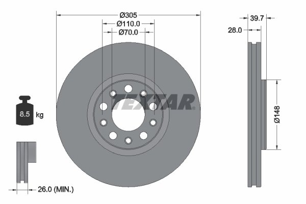 Disc frana Textar 92293903