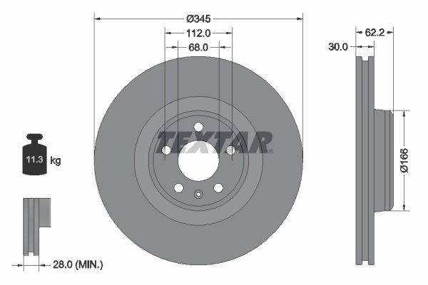 DISC FRANA TEXTAR 92294305 - Compatibil cu AUDI