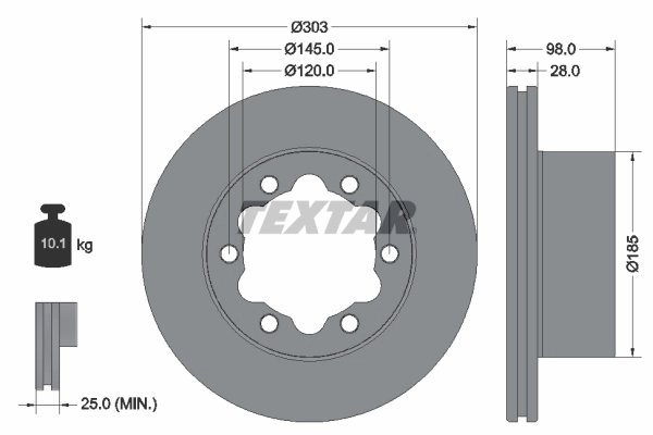 DISC FRANA TEXTAR 92295303 - Compatibil cu MAN, VW