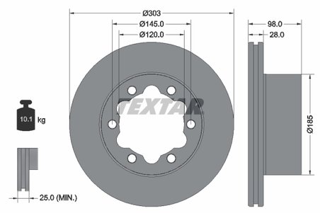 DISC FRANA TEXTAR 92295303 - Compatibil cu MAN, VW