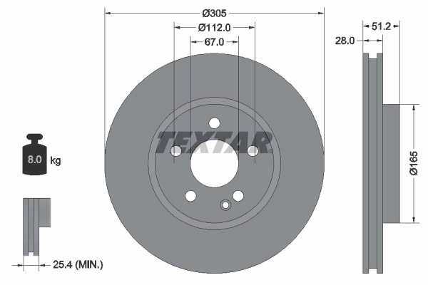 DISC FRANA TEXTAR 92296705 - Compatibil cu MERCEDES-BENZ, MERCEDES-BENZ (BBDC)