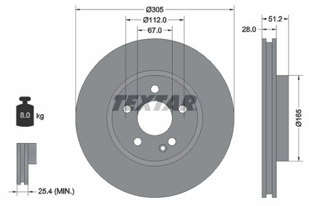 DISC FRANA TEXTAR 92296705 - Compatibil cu MERCEDES-BENZ, MERCEDES-BENZ (BBDC)