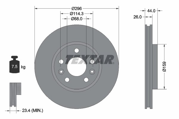 DISC FRANA TEXTAR 92300703 - Compatibil cu ALPINE, DACIA, MERCEDES-BENZ, NISSAN, RENAULT