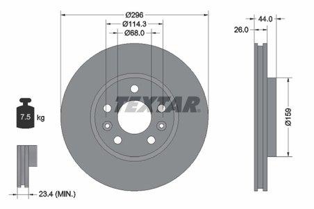 DISC FRANA TEXTAR 92300703 - Compatibil cu ALPINE, DACIA, MERCEDES-BENZ, NISSAN, RENAULT