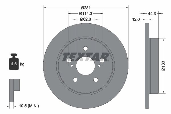 DISC FRANA TEXTAR 92301403 - Compatibil cu DAIHATSU, LEXUS, TOYOTA, TOYOTA (FAW), TOYOTA (GAC)