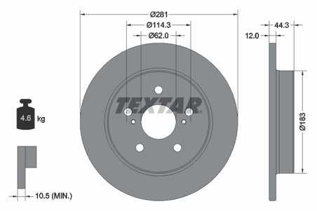 DISC FRANA TEXTAR 92301403 - Compatibil cu DAIHATSU, LEXUS, TOYOTA, TOYOTA (FAW), TOYOTA (GAC)