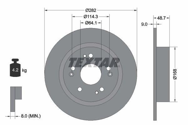 DISC FRANA TEXTAR 92301603 - Compatibil cu EVERUS, HONDA, HONDA (DONGFENG), HONDA (GAC)