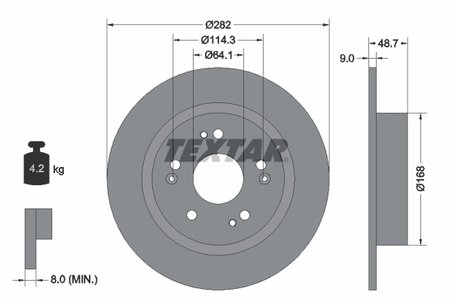 DISC FRANA TEXTAR 92301603 - Compatibil cu EVERUS, HONDA, HONDA (DONGFENG), HONDA (GAC)