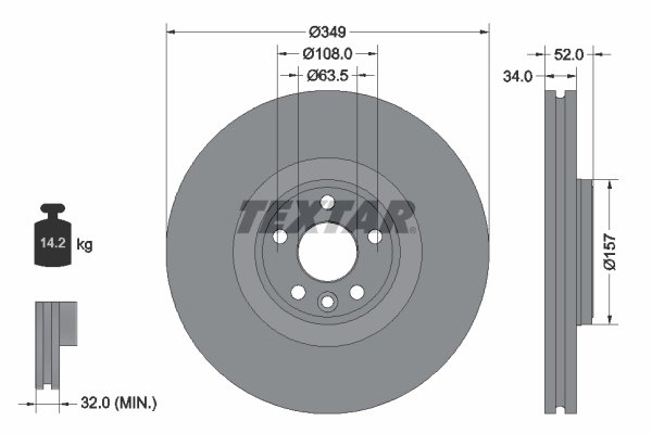 DISC FRANA TEXTAR 92301805 - Compatibil cu JAGUAR, JAGUAR (CHERY), LAND ROVER