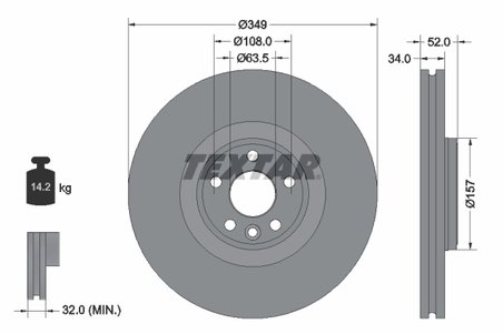 DISC FRANA TEXTAR 92301805 - Compatibil cu JAGUAR, JAGUAR (CHERY), LAND ROVER