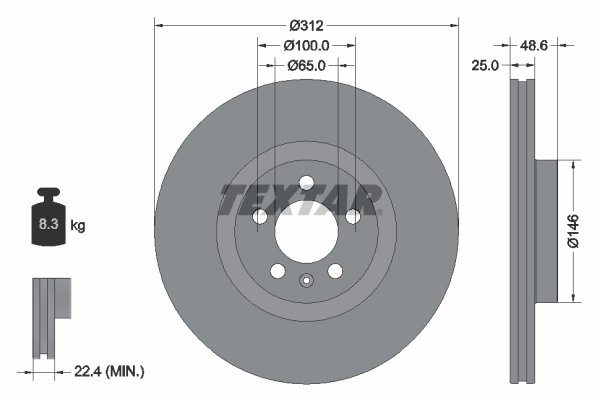 DISC FRANA TEXTAR 92303303 - Compatibil cu VW