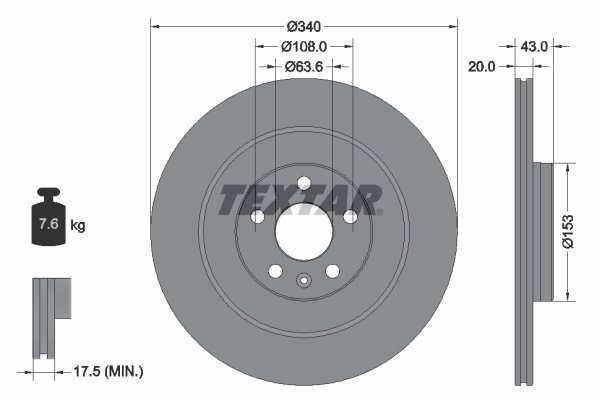 DISC FRANA TEXTAR 92304503 - Compatibil cu POLESTAR, VOLVO, VOLVO ASIA