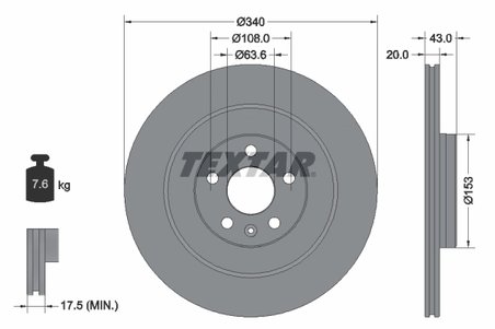 DISC FRANA TEXTAR 92304503 - Compatibil cu POLESTAR, VOLVO, VOLVO ASIA