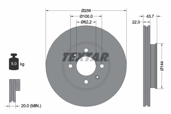DISC FRANA TEXTAR 92304603 - Compatibil cu HYUNDAI, KIA, KIA (DYK)