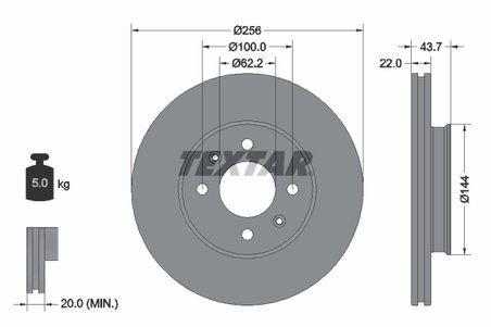 DISC FRANA TEXTAR 92304603 - Compatibil cu HYUNDAI, KIA, KIA (DYK)