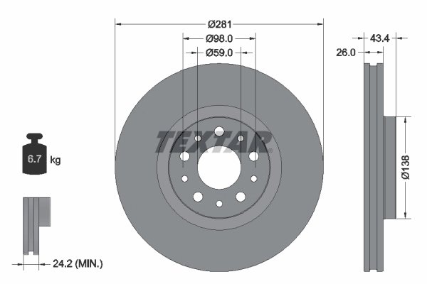 DISC FRANA TEXTAR 92304803 - Compatibil cu FIAT