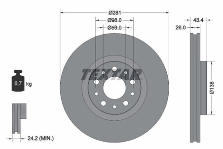 DISC FRANA TEXTAR 92304803 - Compatibil cu FIAT