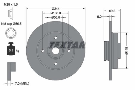 DISC FRANA TEXTAR 92305403 - Compatibil cu CITROEN, DS, OPEL, PEUGEOT, VAUXHALL
