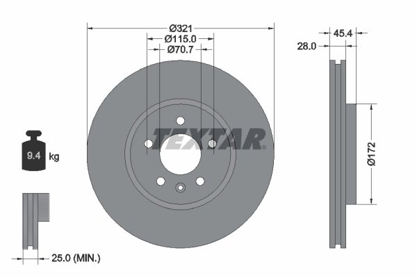 DISC FRANA TEXTAR 92305505 - Compatibil cu HOLDEN, OPEL, VAUXHALL