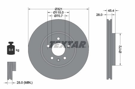 DISC FRANA TEXTAR 92305505 - Compatibil cu HOLDEN, OPEL, VAUXHALL