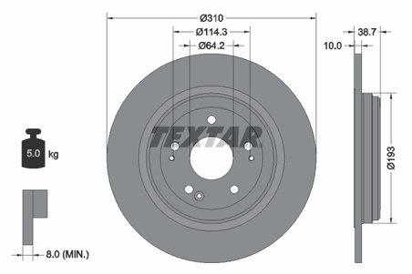 DISC FRANA TEXTAR 92306103 - Compatibil cu HONDA, HONDA (DONGFENG), HONDA (GAC)