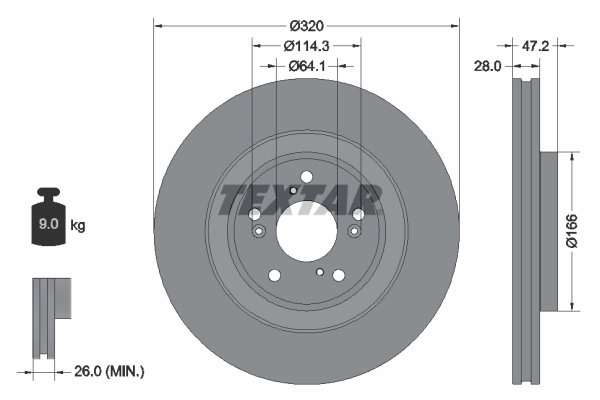 DISC FRANA TEXTAR 92306203 - Compatibil cu HONDA