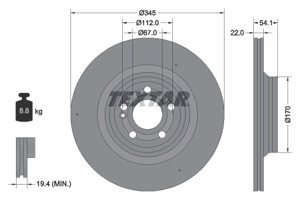 DISC FRANA TEXTAR 92307005 - Compatibil cu MERCEDES-BENZ
