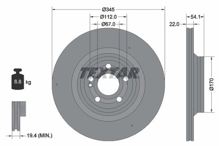 DISC FRANA TEXTAR 92307005 - Compatibil cu MERCEDES-BENZ
