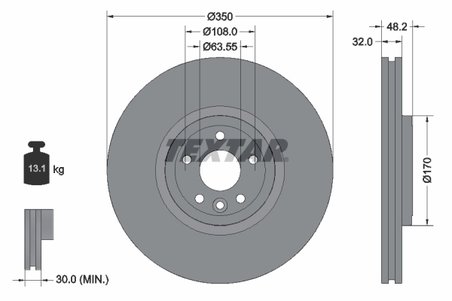 DISC FRANA TEXTAR 92308205 - Compatibil cu JAGUAR, LAND ROVER