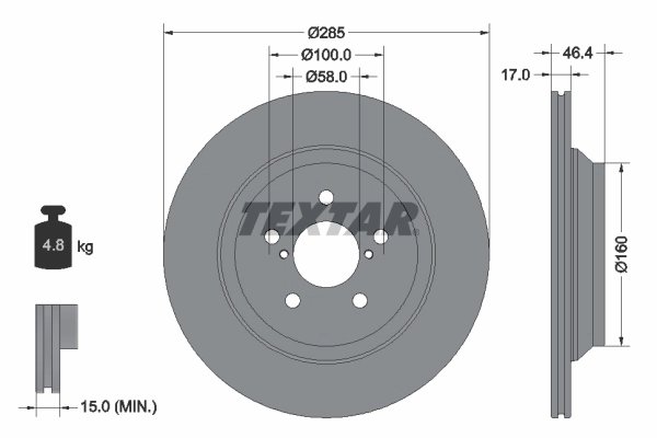 DISC FRANA TEXTAR 92309303 - Compatibil cu SUBARU