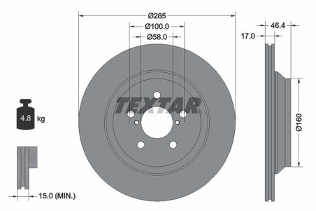 DISC FRANA TEXTAR 92309303 - Compatibil cu SUBARU