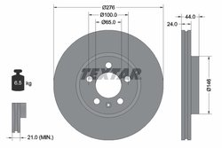 DISC FRANA TEXTAR 92313703 - Compatibil cu AUDI, SEAT, SKODA, VW