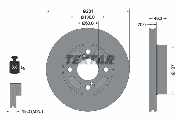 DISC FRANA TEXTAR 92314003 - Compatibil cu MARUTI SUZUKI, SUZUKI