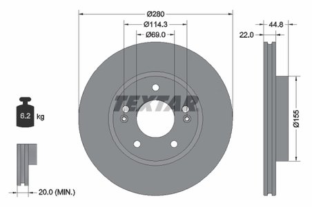 DISC FRANA TEXTAR 92314703 - Compatibil cu HYUNDAI, KIA
