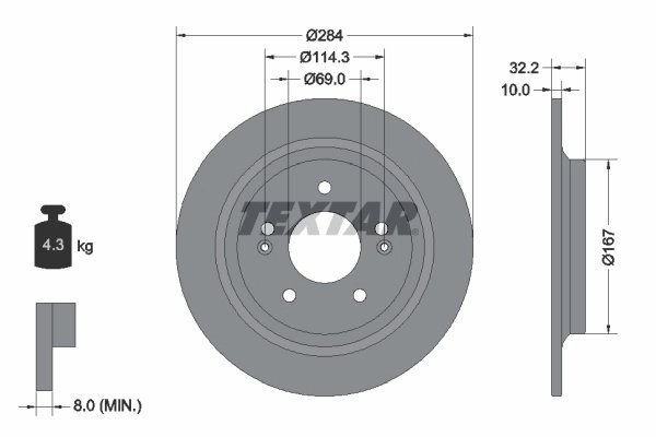 DISC FRANA TEXTAR 92316303 - Compatibil cu HYUNDAI, KIA