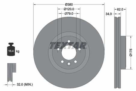 DISC FRANA TEXTAR 92316405 - Compatibil cu LAND ROVER