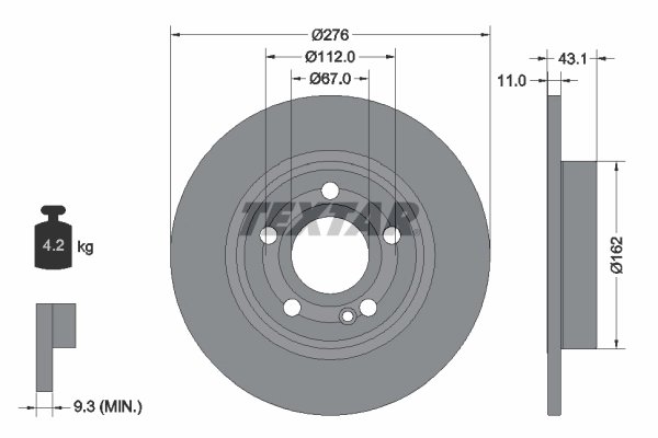 DISC FRANA TEXTAR 92316803 - Compatibil cu MERCEDES-BENZ, MERCEDES-BENZ (BBDC)