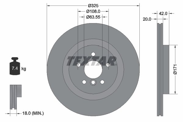 DISC FRANA TEXTAR 92318105 - Compatibil cu JAGUAR, JAGUAR (CHERY)