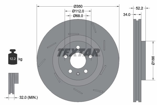 DISC FRANA TEXTAR 92319105 - Compatibil cu PORSCHE