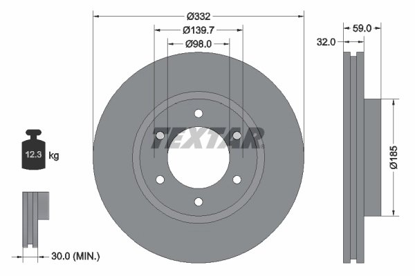 DISC FRANA TEXTAR 92320803 - Compatibil cu CHANGAN, FORD, FORD (JMC), FORD ASIA & OCEANIA, FORD AUSTRALIA
