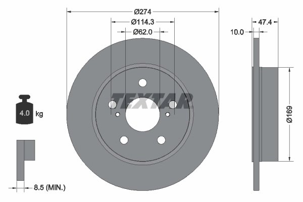 DISC FRANA TEXTAR 92321103 - Compatibil cu SUZUKI, TOYOTA