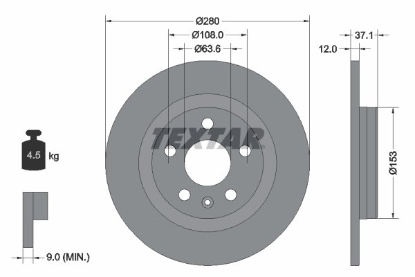 DISC FRANA TEXTAR 92323803 - Compatibil cu LYNK & CO, VOLVO, VOLVO ASIA