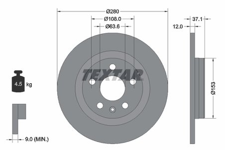 DISC FRANA TEXTAR 92323803 - Compatibil cu LYNK & CO, VOLVO, VOLVO ASIA