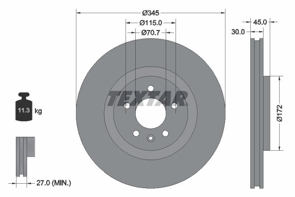 DISC FRANA TEXTAR 92323705 - Compatibil cu BUICK (SGM), HOLDEN, OPEL, VAUXHALL