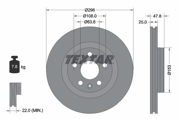 DISC FRANA TEXTAR 92323905 - Compatibil cu LYNK & CO, VOLVO, VOLVO ASIA